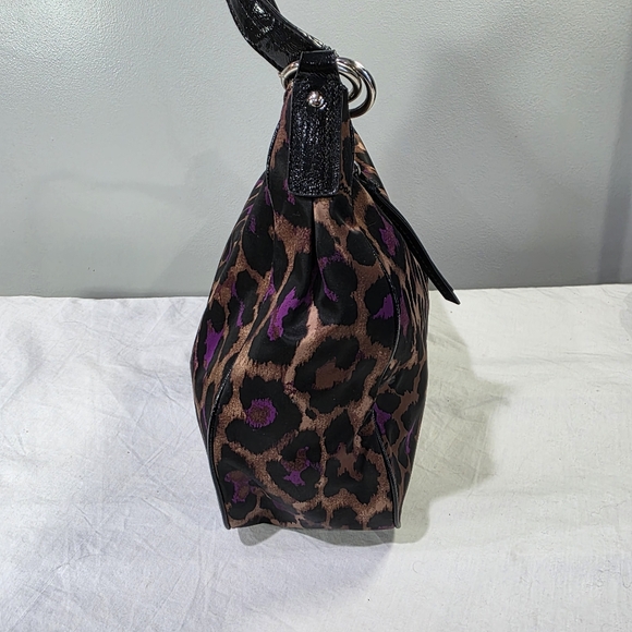Coach F26033 Signature Stripe Ocelot Leopard Hobo Shoulder Nylon Purse Bag - Picture 8 of 12